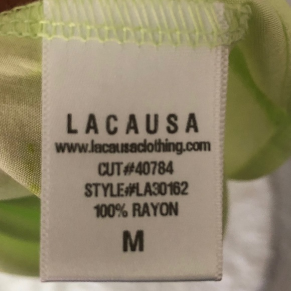 LACAUSA Rayon Racerback Slip Dress. White and Green.  NWT Size Medium - Picture 10 of 11